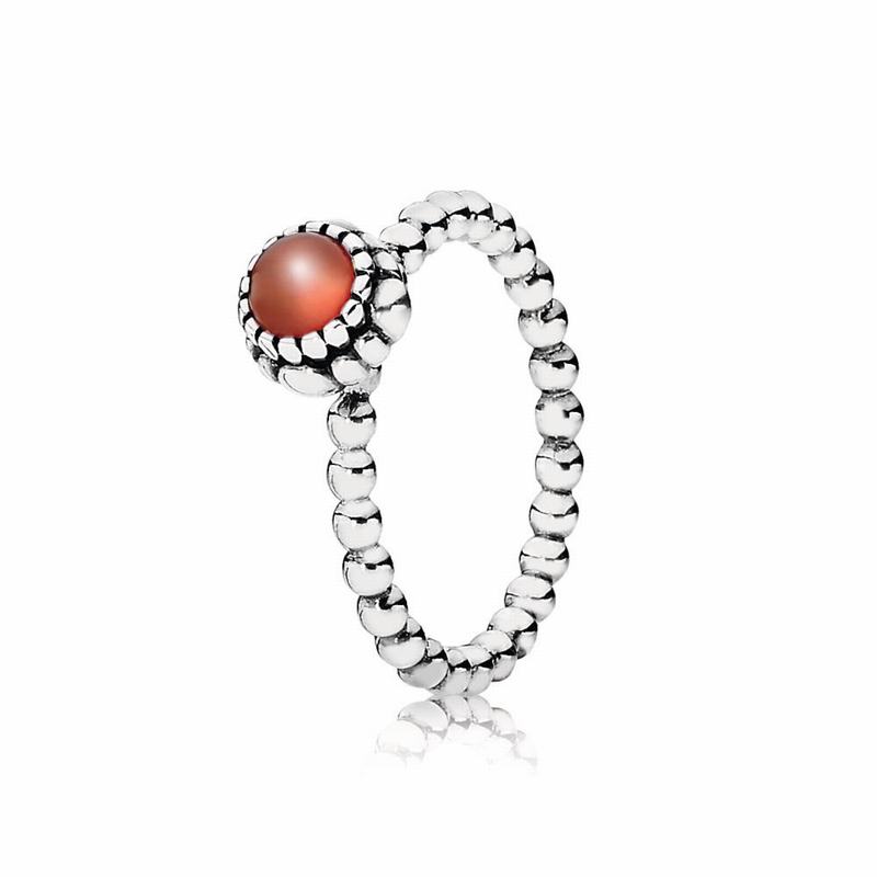 Pandora Birthday Blooms Ring July - Sterling Silver/Orange/Carnelian - Canada | YD1448SL